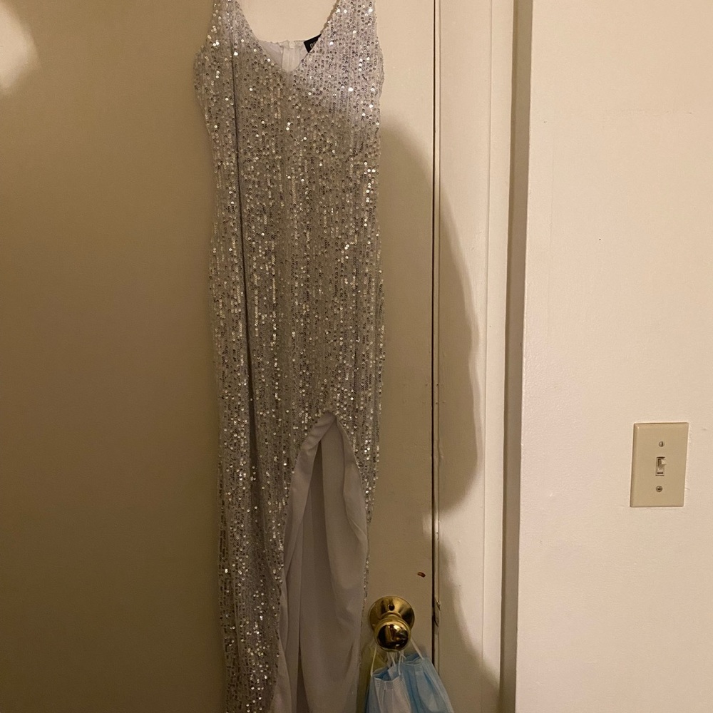 Silver sparkly gown